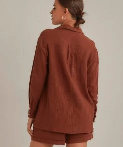 Peppermayo Edge Of Romance Shirt - Choc Brown New & Most Loved