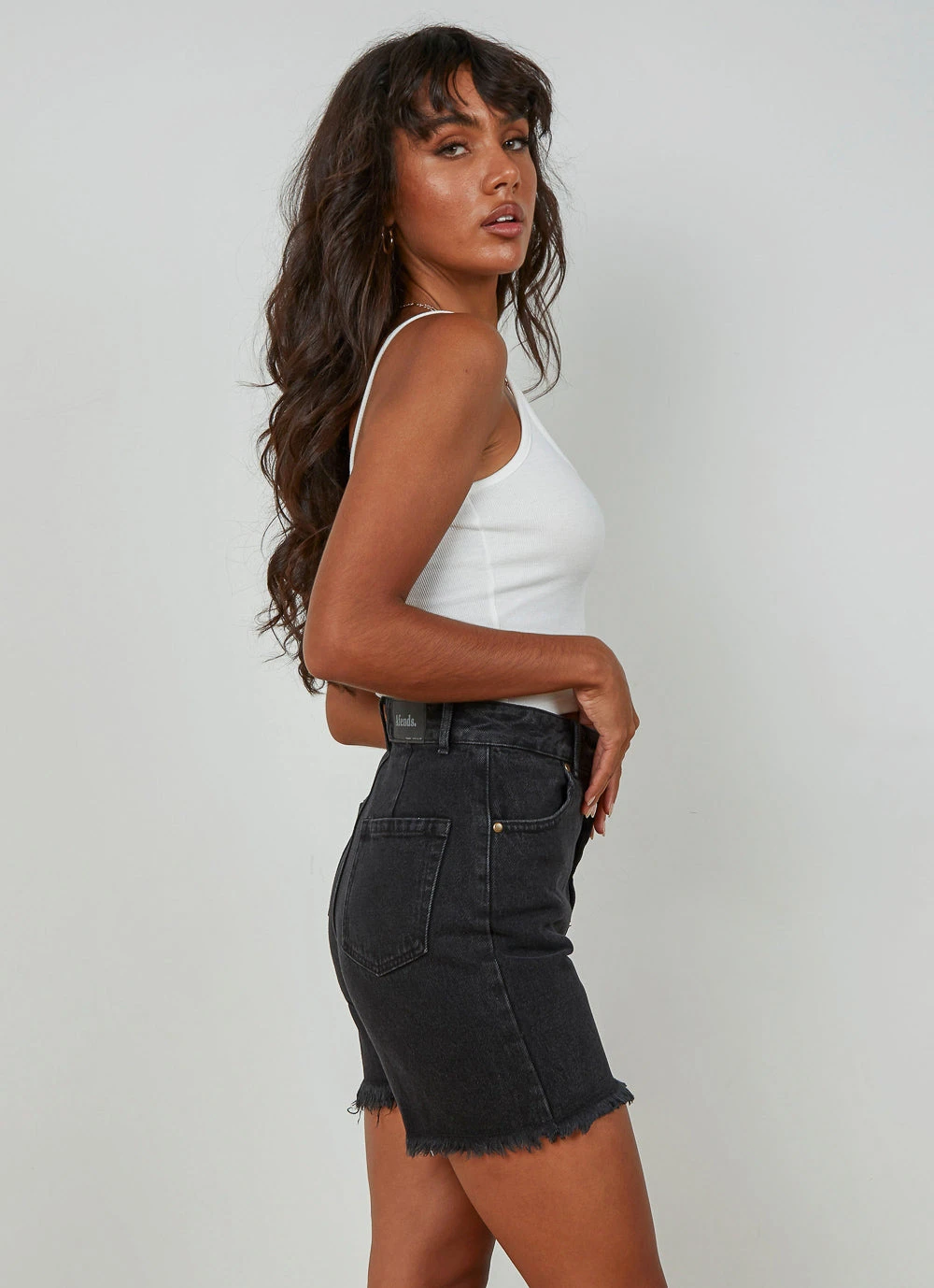 Afends Shelby Organic Denim Cut Off Short - Washed Black 7 Afends Shelby Organic Denim Cut Off Short - Washed Black