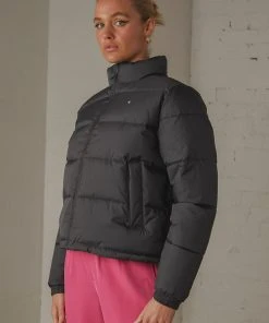 Huffer Womens Track Puffer Jacket - Black