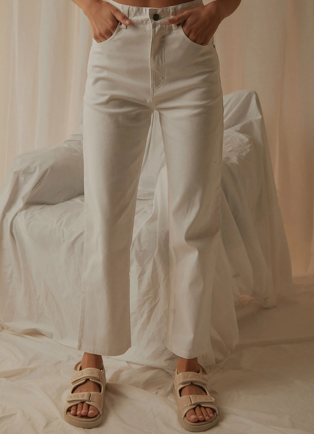 Afends Shelby - Hemp High Waist Wide Leg Jean - White 5 Afends Shelby - Hemp High Waist Wide Leg Jean - White