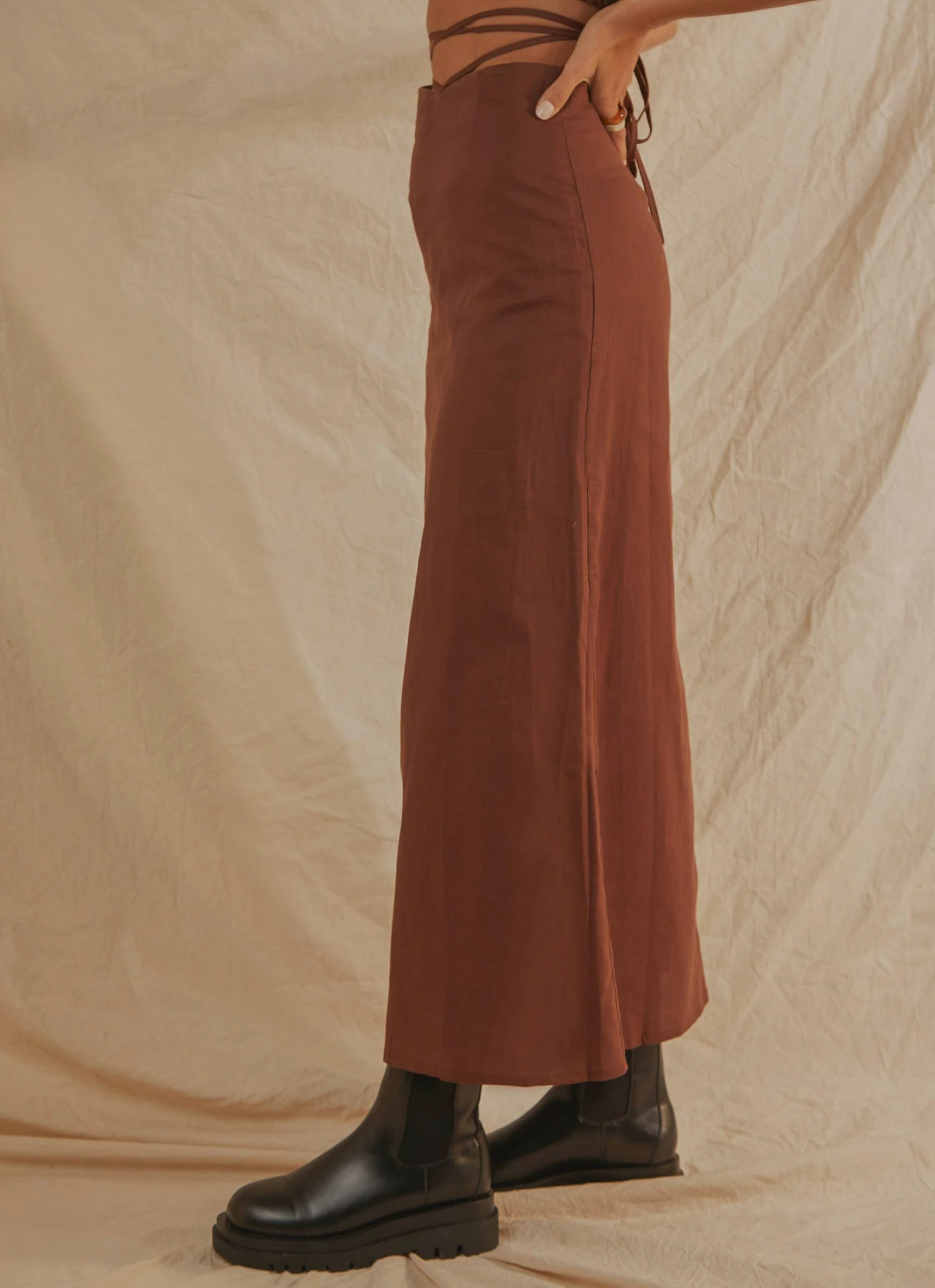 Peppermayo Exclusive Beach Club Linen Tie Skirt - Choc Brown New & Most Loved 6 Peppermayo Exclusive Beach Club Linen Tie Skirt - Choc Brown New & Most Loved