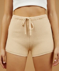 Peppermayo Fine Line Knit Shorts - Beige