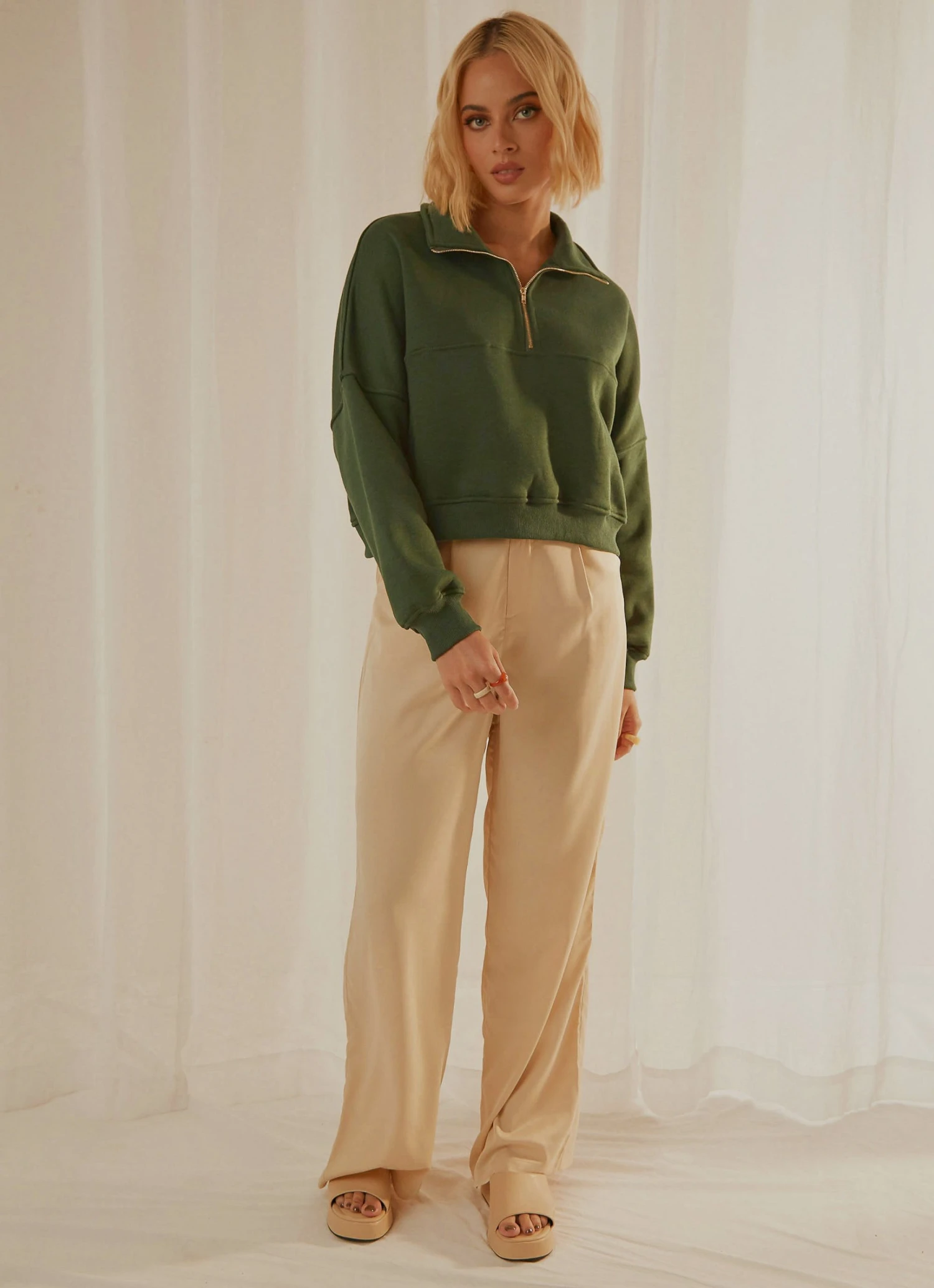 Peppermayo Exclusive Naya Quarter Zip Jumper - Forest Green 5 Peppermayo Exclusive Naya Quarter Zip Jumper - Forest Green