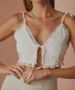 Peppermayo Exclusive Jardin Lace Crop Top - White