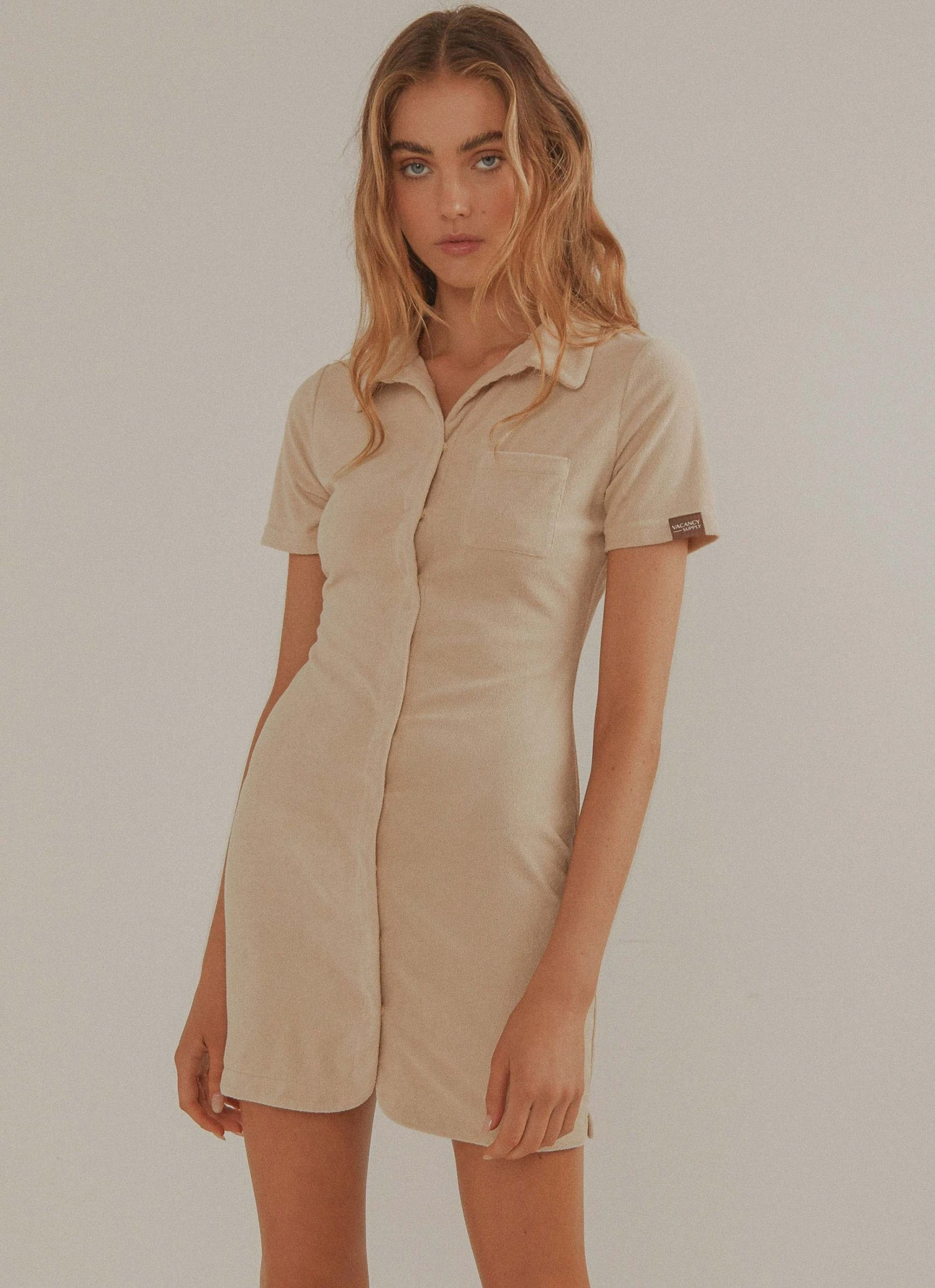 Vacancy Supply Daylight Terry Mini Dress - Beige 5 Vacancy Supply Daylight Terry Mini Dress - Beige
