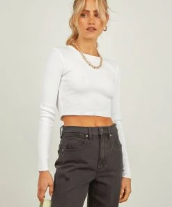 Nude Lucy New & Most Loved Cameron Waffle L/S Tee - White