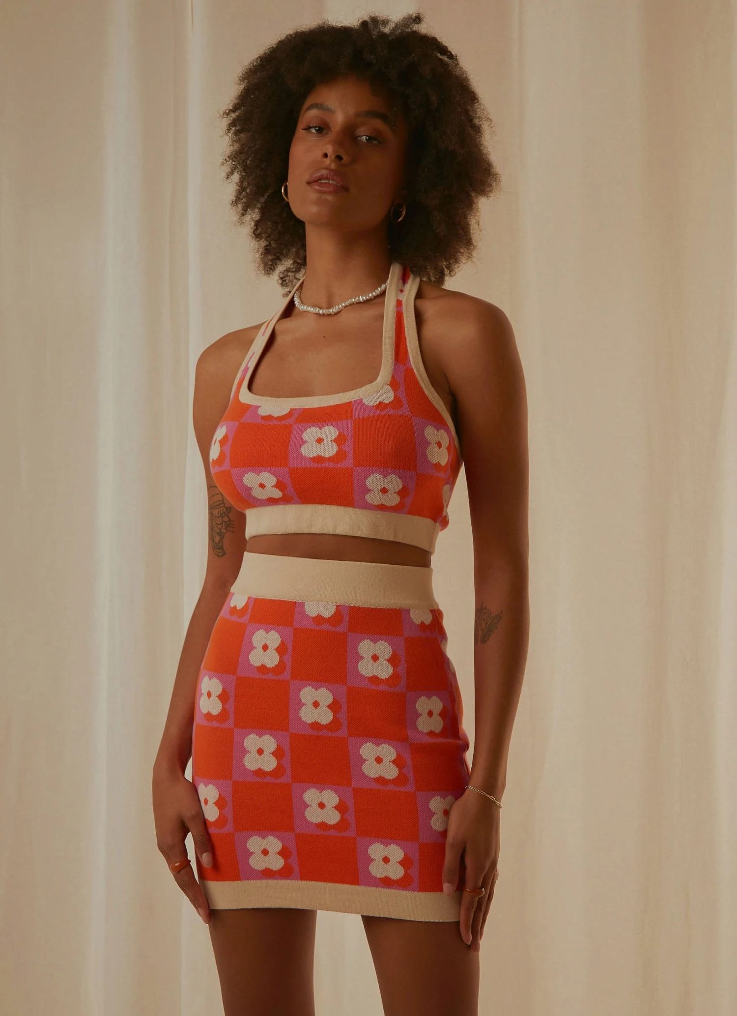 Peppermayo Exclusive New & Most Loved Flower Market Knit Halter - Orange Mod Floral 5 Peppermayo Exclusive New & Most Loved Flower Market Knit Halter - Orange Mod Floral