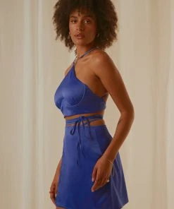 Peppermayo Exclusive Driving Force Crop Top - Cobalt New & Most Loved