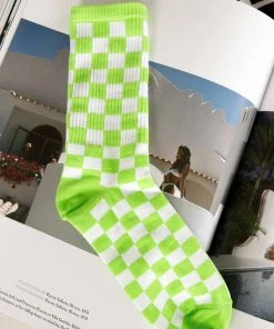 Peppermayo No Promises Socks - Green Check New & Most Loved