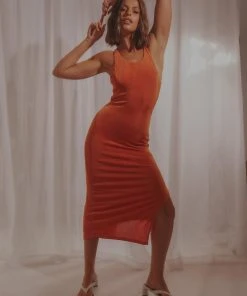 Peppermayo New Dresses Say You Love Me Midi Dress - Orange