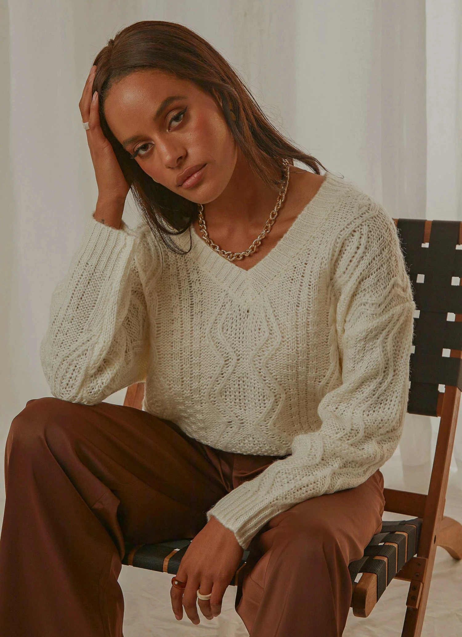 Peppermayo True Nature Cable Knit Sweater - Cream 3 Peppermayo True Nature Cable Knit Sweater - Cream