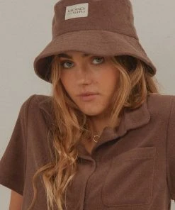 Vacancy Supply Sundial Terry Bucket Hat - Choc Brown New & Most Loved