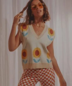 Peppermayo Tomorrows Love Knit Vest - White Multi New & Most Loved