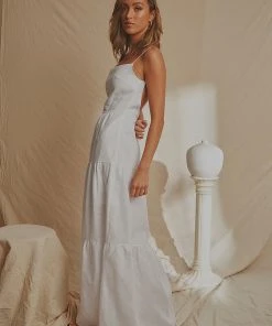 National Breast Cancer Foundation X Peppermayo New & Most Loved Havana Linen Maxi Dress - White