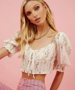 Peppermayo Indie Crop Top - White Floral New & Most Loved