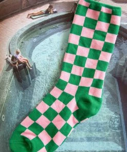 Peppermayo On Record Socks - Green Pink Print