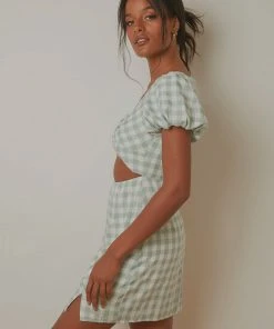 Peppermayo Our Time Gingham Mini Dress - Green Check New Dresses 10 Peppermayo Our Time Gingham Mini Dress - Green Check New Dresses