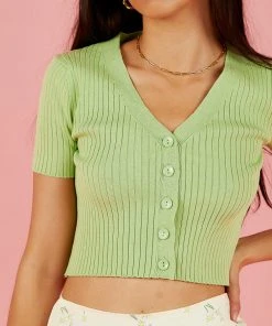Peppermayo Just Like That Knit Crop - Green New & Most Loved