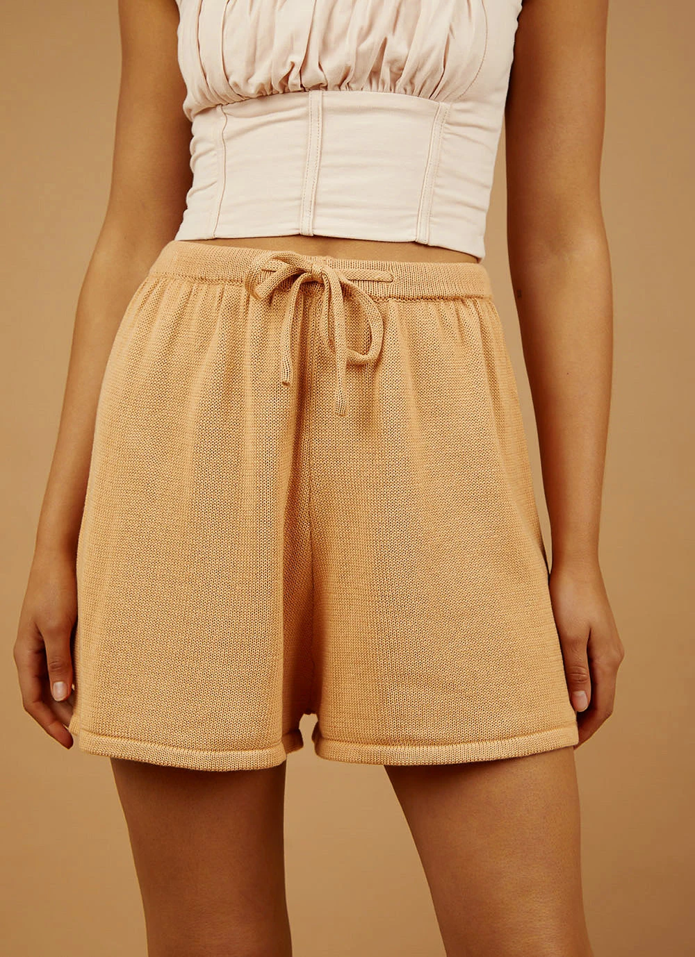 Peppermayo New Bottoms Low Tide Knit Shorts - Tan Peppermayo New Bottoms Low Tide Knit Shorts - Tan