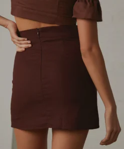 Peppermayo Exclusive New Bottoms The Avenue Linen Mini Skirt - Choc Brown 11 Peppermayo Exclusive New Bottoms The Avenue Linen Mini Skirt - Choc Brown