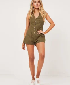 Peppermayo Military Playsuit - Khaki Playsuits + Jumpsuits