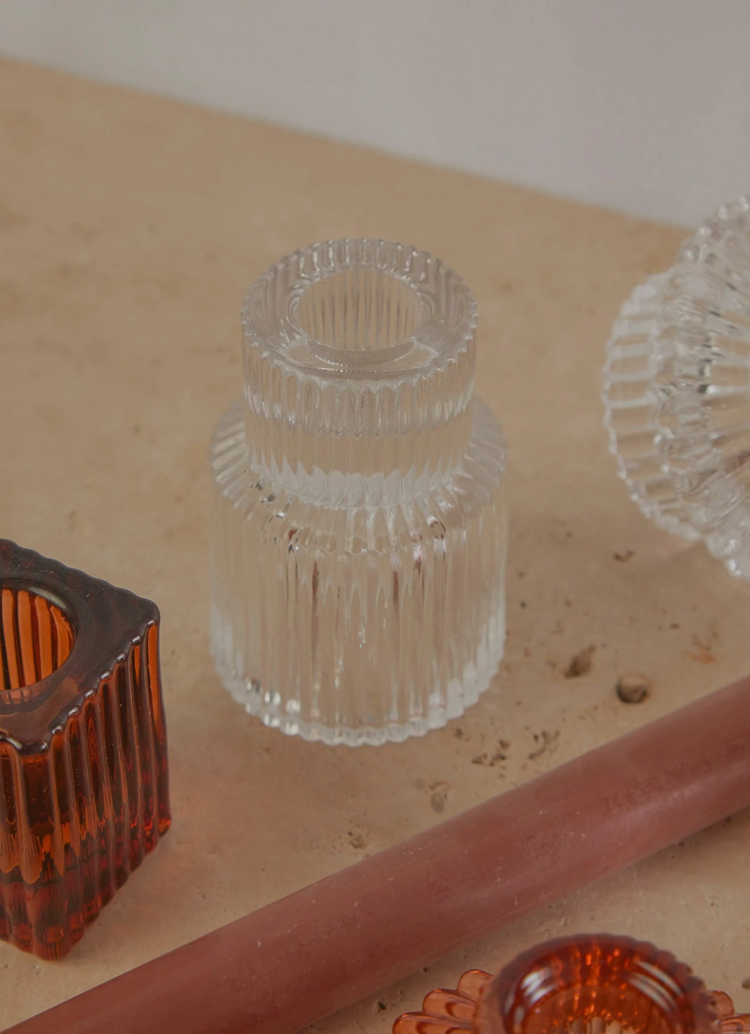 Candle Co New Accessories Arlo Vintage Candle Holder - Clear 4 Candle Co New Accessories Arlo Vintage Candle Holder - Clear