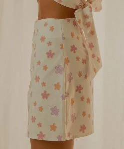 Peppermayo Exclusive New & Most Loved Morning Market Linen Mini Skirt - Pink Wild Poppies