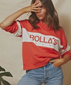 Rolla's Logo Split Sweater - Faded Red