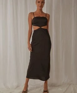 Peppermayo Clumsy Love Midi Dress - Black