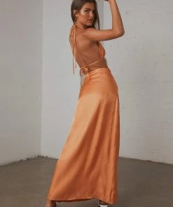 Peppermayo Exclusive Long Nights Midi Skirt - Orange Shimmer New & Most Loved 6 Peppermayo Exclusive Long Nights Midi Skirt - Orange Shimmer New & Most Loved