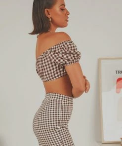 Peppermayo Exclusive New & Most Loved Les Deux Crop Top - Choc Brown Gingham 4 Peppermayo Exclusive New & Most Loved Les Deux Crop Top - Choc Brown Gingham
