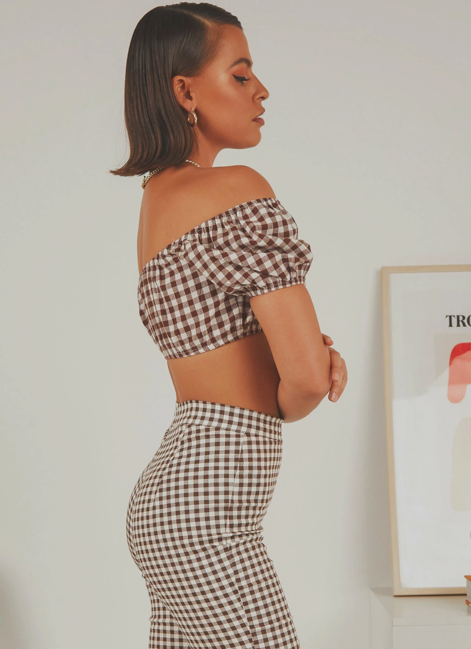 Peppermayo Exclusive New & Most Loved Les Deux Crop Top - Choc Brown Gingham Peppermayo Exclusive New & Most Loved Les Deux Crop Top - Choc Brown Gingham