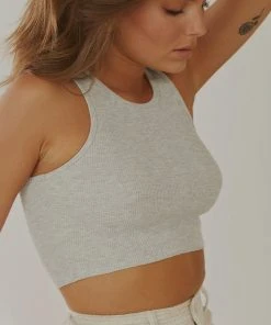 Nude Lucy Annie Waffle Tank - Grey Marle New & Most Loved