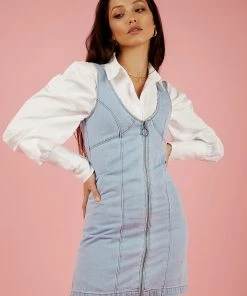 Afends Boulevard Hemp Denim Dress - Stone Blue New & Most Loved