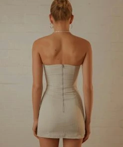 Peppermayo Exclusive Mia Tube Dress - Stone Pinstripe New & Most Loved 6 Peppermayo Exclusive Mia Tube Dress - Stone Pinstripe New & Most Loved