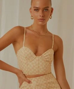 Peppermayo Exclusive Sunday Girl Bustier Crop - Neutral Check 8 Peppermayo Exclusive Sunday Girl Bustier Crop - Neutral Check