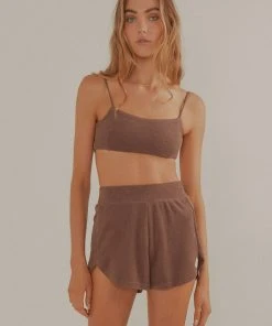 Vacancy Supply Sunbather Terry Crop - Choc Brown 9 Vacancy Supply Sunbather Terry Crop - Choc Brown