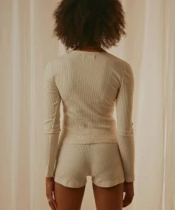 Nude Lucy Nude Ribbed Lounge LS Tee - Cream Marle New & Most Loved 11 Nude Lucy Nude Ribbed Lounge LS Tee - Cream Marle New & Most Loved