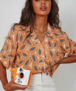 Cools Club Resort Shirt - Papaya New Tops