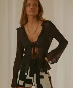 Peppermayo Exclusive New & Most Loved Parisian Balcony Tie Top - Black