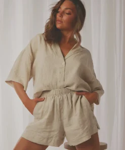 Nude Lucy Nude Linen Lounge Short - Natural New Bottoms