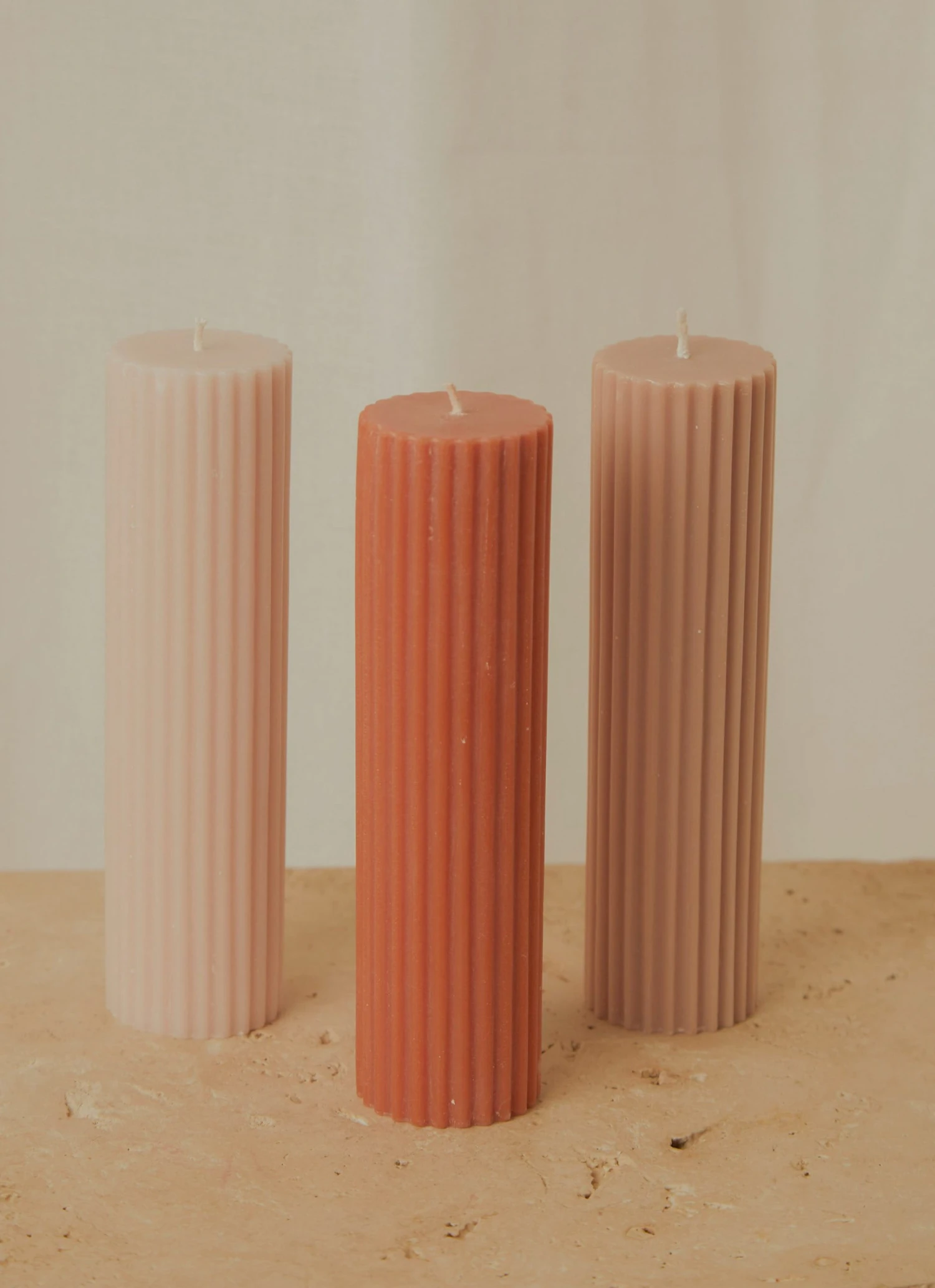 Candle Co New & Most Loved Moreton Eco Fluted Pillar - Baked Clay 4 Candle Co New & Most Loved Moreton Eco Fluted Pillar - Baked Clay