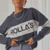 Rolla's New & Most Loved Split Logo Sweater - Navy
