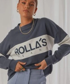 Rolla's New & Most Loved Split Logo Sweater - Navy