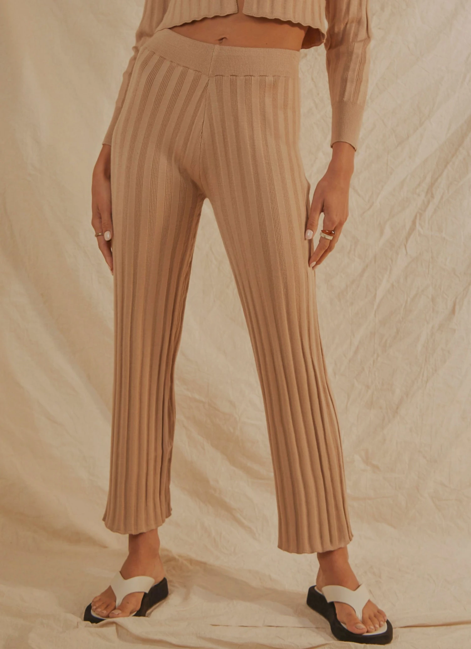 Peppermayo Long Way To Go Knit Pants - Beige New & Most Loved 3 Peppermayo Long Way To Go Knit Pants - Beige New & Most Loved