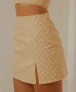 Peppermayo Exclusive Sunday Girl Mini Skirt - Neutral Check