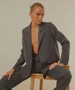 Peppermayo Exclusive Italian Cities Blazer - Navy Pinstripe New & Most Loved