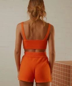 Peppermayo Exclusive Remix It Knit Crop - Tangerine Dream