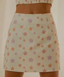 Peppermayo Exclusive New & Most Loved Morning Market Linen Mini Skirt - Pink Wild Poppies