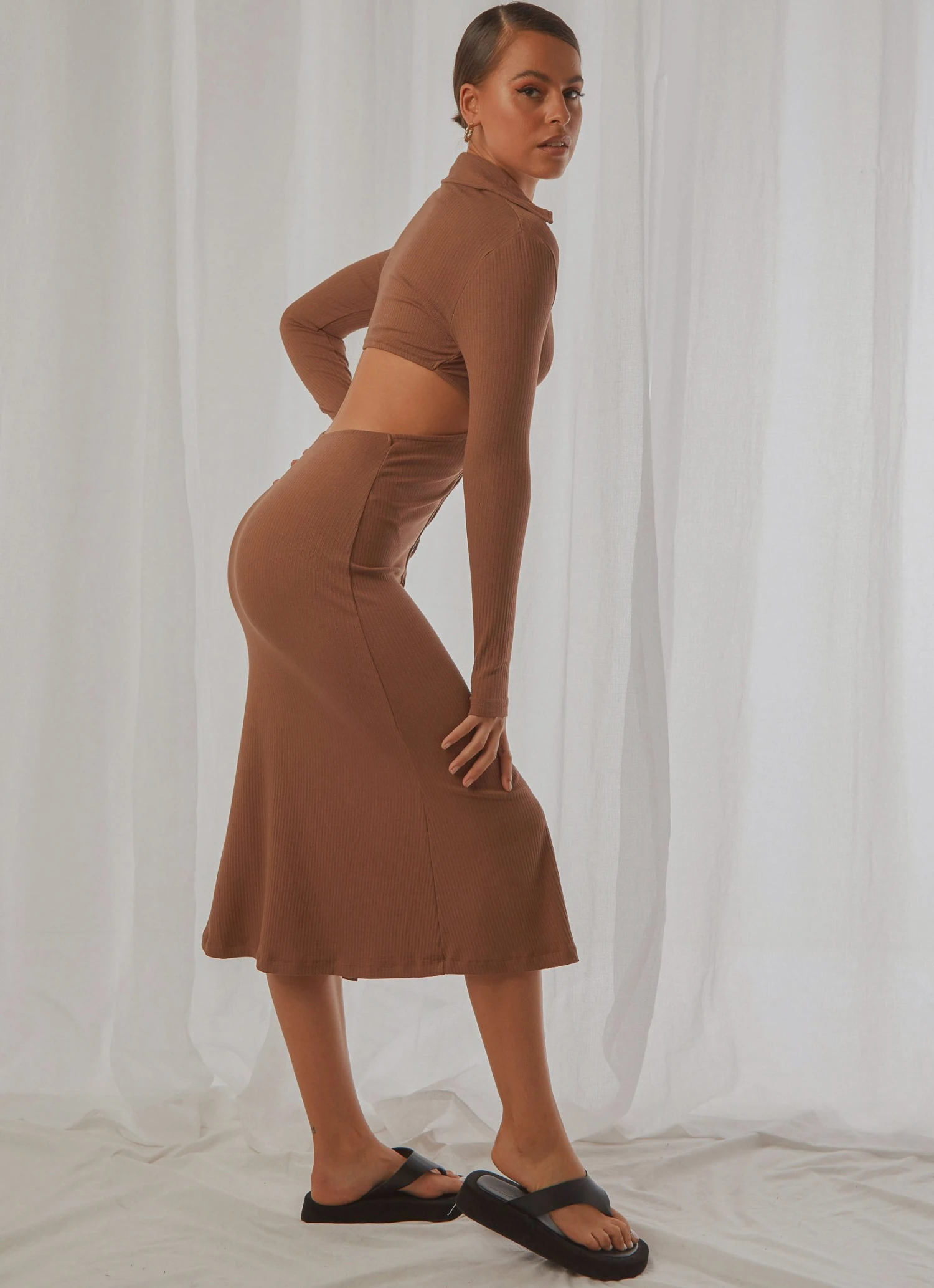 Peppermayo New & Most Loved Looking Out Midi Dress - Brown Peppermayo New & Most Loved Looking Out Midi Dress - Brown